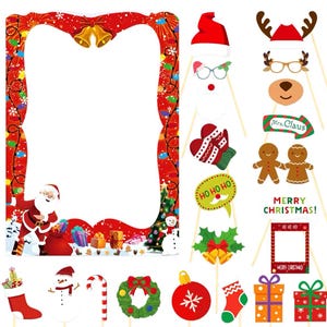 Christmas Photo Booth frame props Xmas party kit selfie decorations