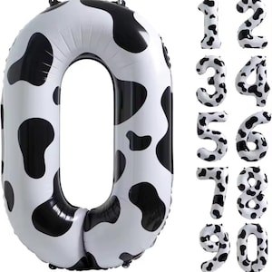 Cow print number balloon farm party