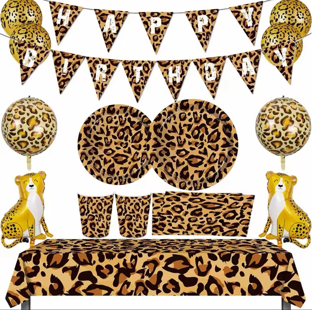 Leopard Print Birthday Party Tableware Decorations Plates Napkins - Etsy