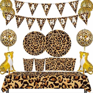 Leopardenmuster Geburtstagsparty Geschirr Dekoration Teller Servietten