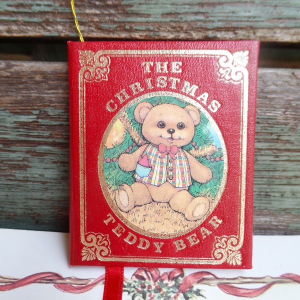 Vintage Kurt S Adler Teddy Bear Book Christmas Ornament, The Christmas Teddy Bear, 1980s Christmas Ornaments, Antique Mini Book, Bear Book