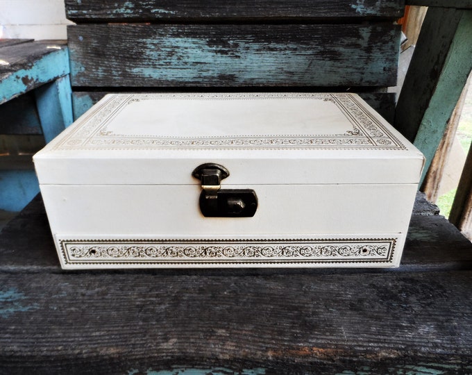 Vintage French Provincial Jewelry Box Tooled Aniline Leather Etsy