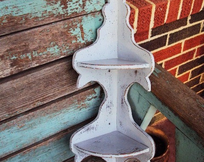 Vintage Shabby Chic Corner Shelf Wood Distressed Chippy French Etsy