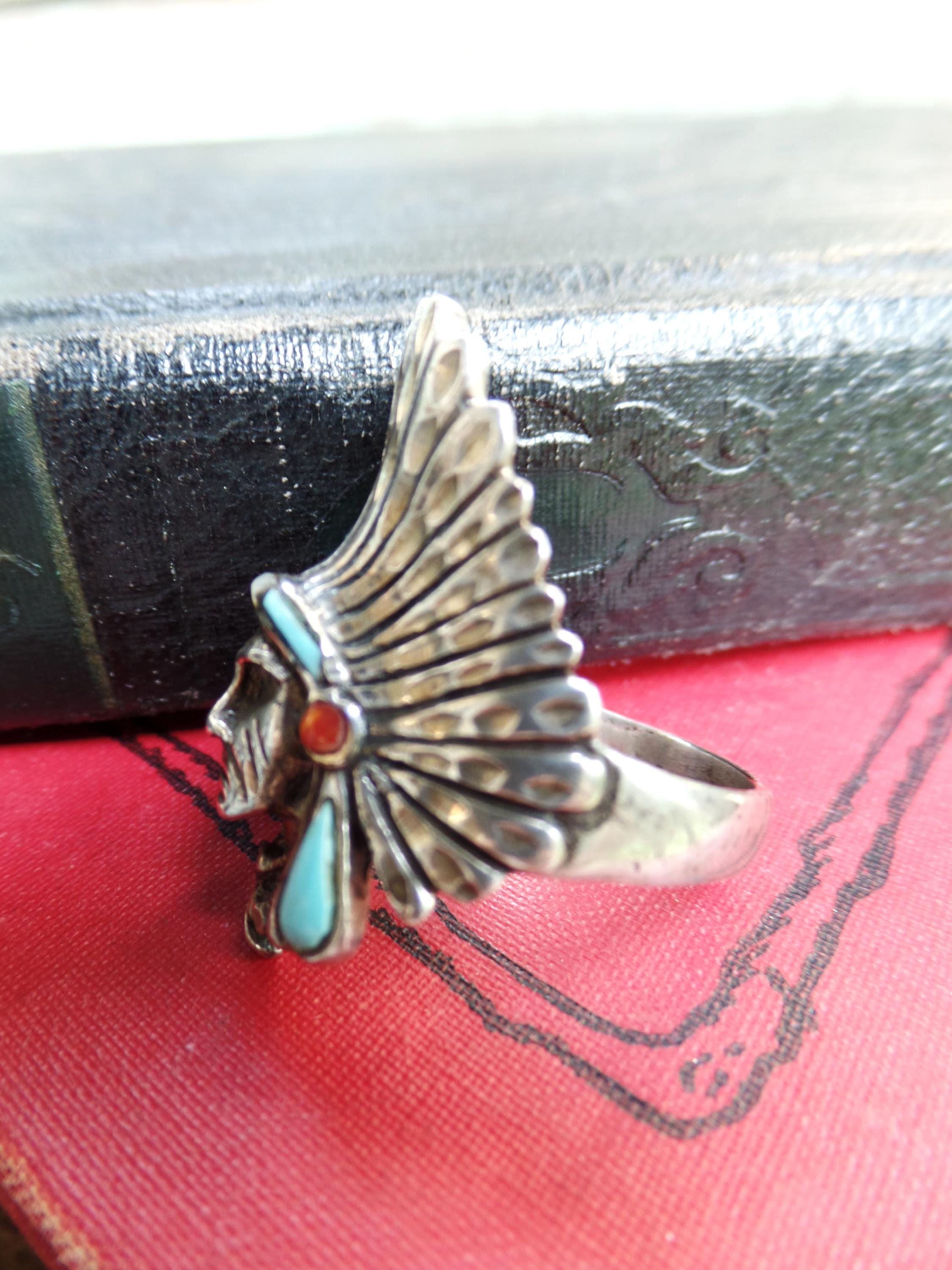 Vintage Sterling Silver and Turquoise Steve Arviso Ring, AR Navajo 