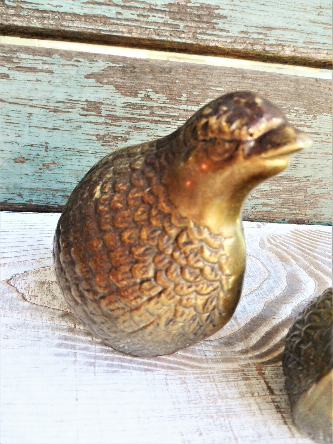 Vintage Brass Quail Birds Figurine Statuary Paperweight Aged Etsy