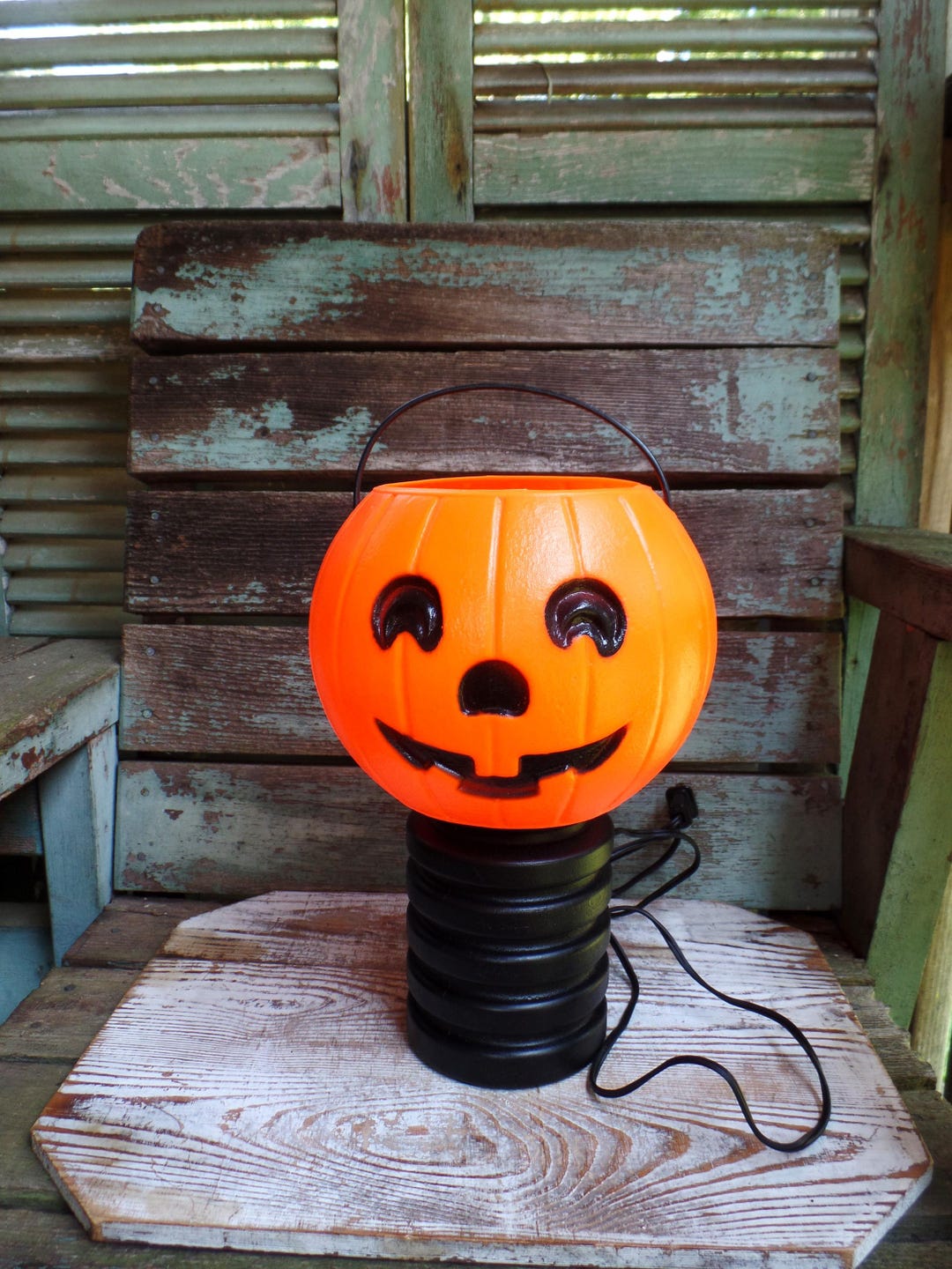 ハロウィン　ブローモールド　ビンテージ　カボチャライト Vintage Halloween Pumpkin Blow Mold Light, Blinky Jack O Lantern
