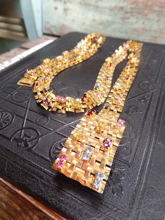 Christian Dior チェーン ベルト ヴィンテージ ゴールド Vintage Christian Dior Rhinestone Metal Basketweave Belt