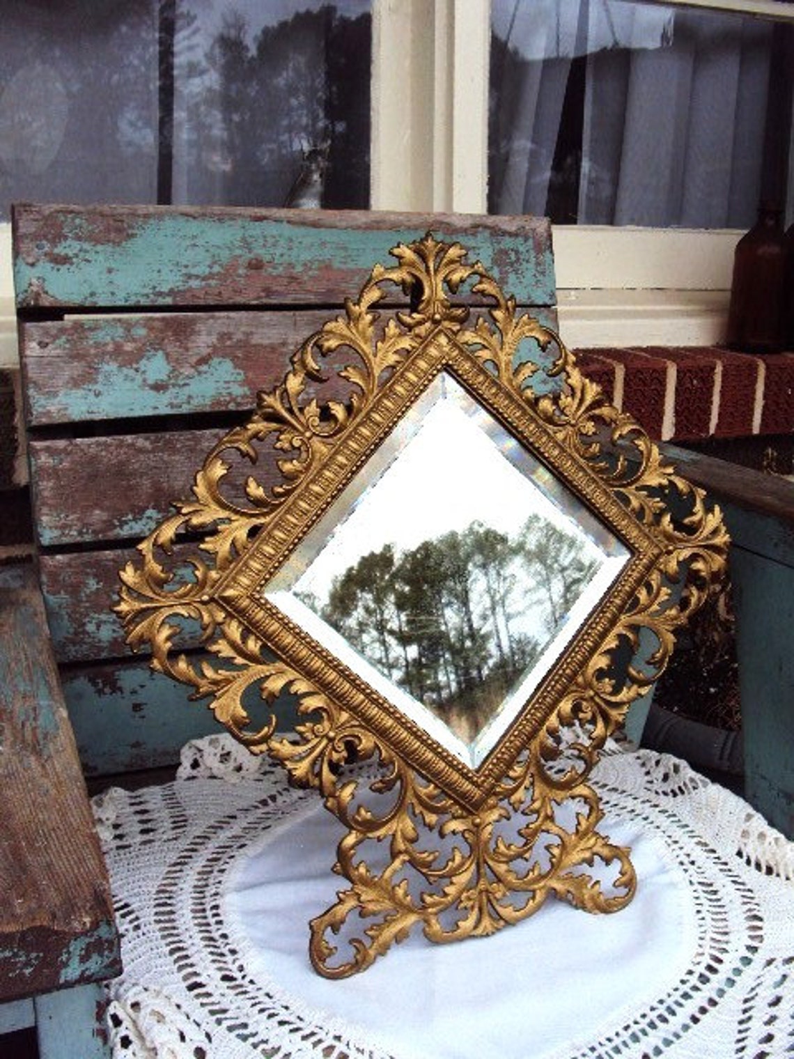Antique Victorian Mirror 1800s Gold Gilded Gilt Frame Beveled Etsy