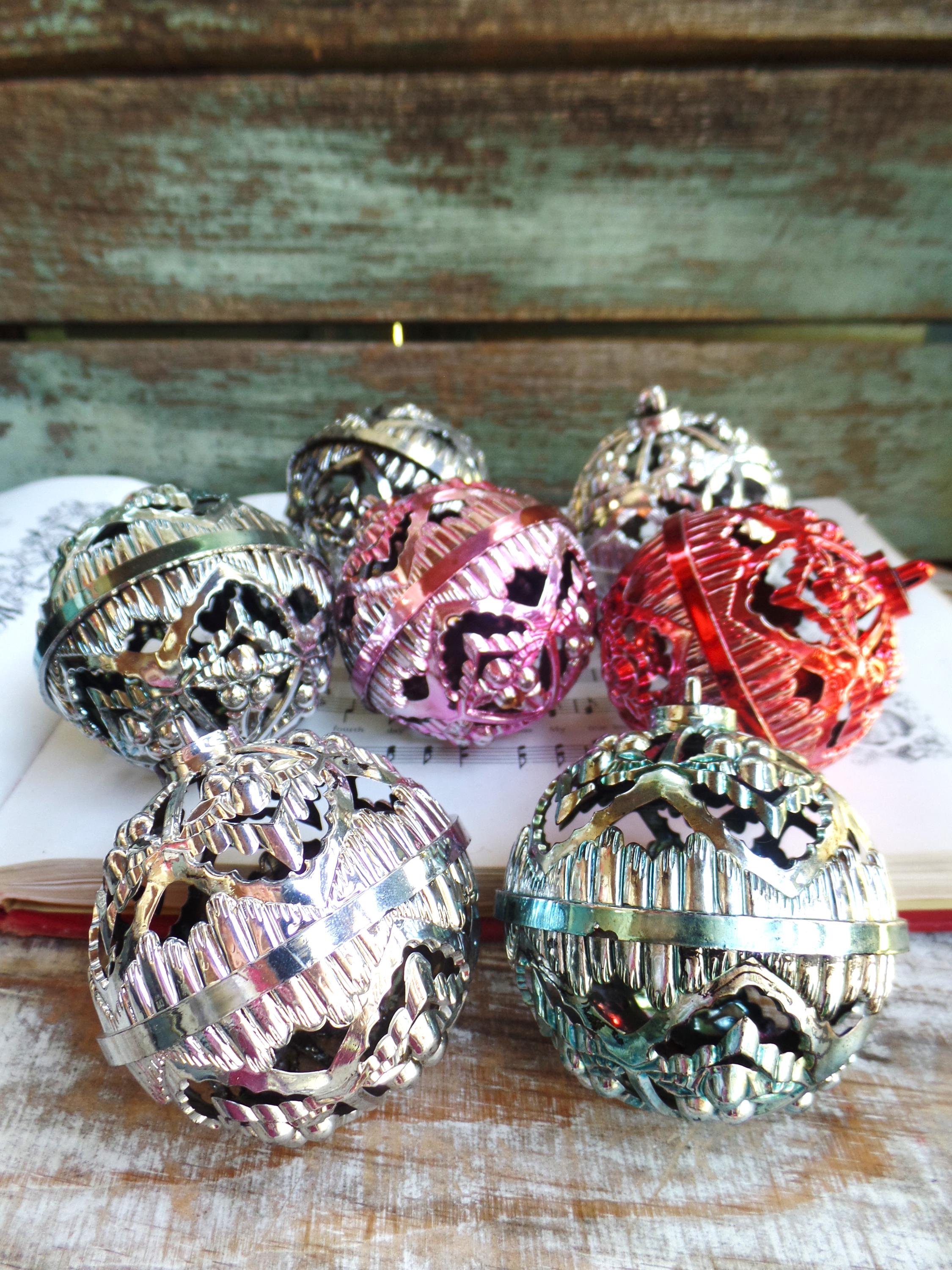 Vintage Mid Century Christmas Atomic Ornaments, Unbreakable Retro
