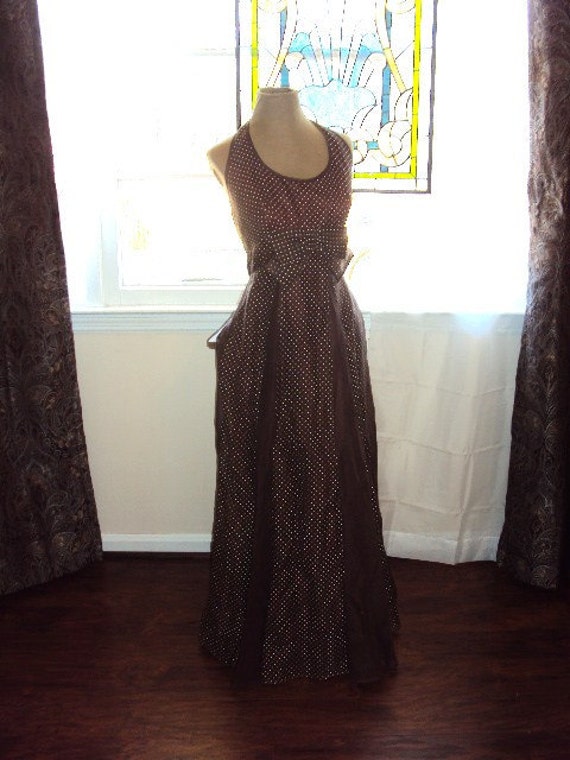 Vintage 50s Long Evening Halter Dress with Shawl … - image 3