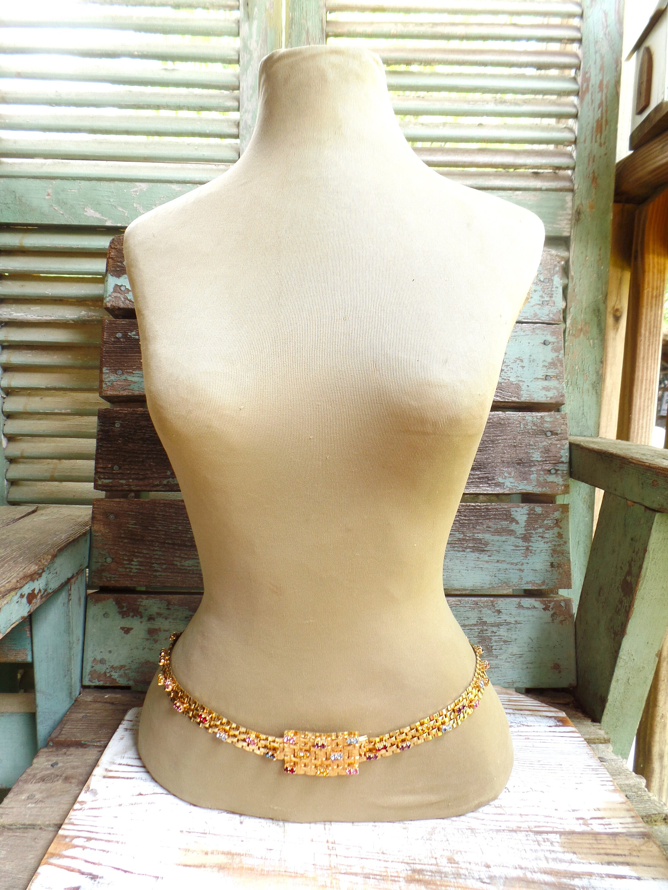 Christian Dior Vintage  GoldToned Rhinestone Belt-Size 29’inches Dior Gold Belts for Women for sale | eBay main image 2