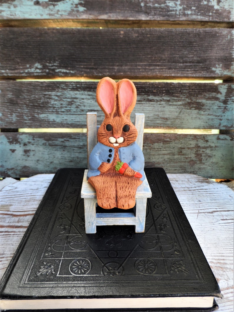 Clay Making Peter Rabbit Vintage Clay Pottery Rabbit Peter Rabbit Shelf Sitter Marked - Etsy