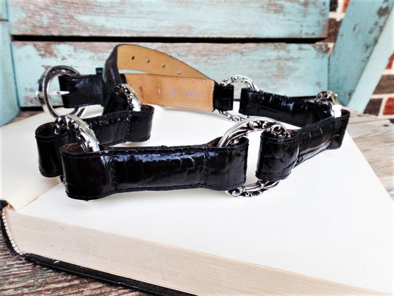 Vintage Brighton Leather Belt Embossed leather Si… - image 2