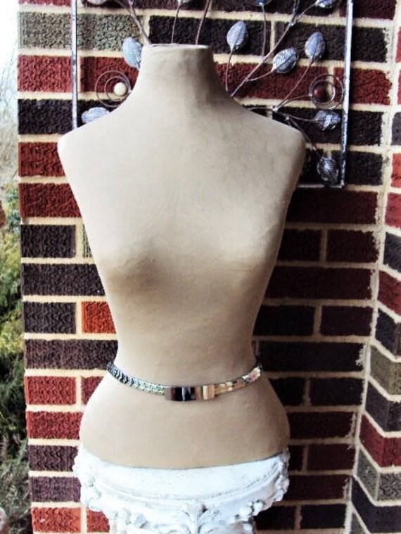 Vintage Skinny Belt Metal Buckle Stretchy Antique… - image 2