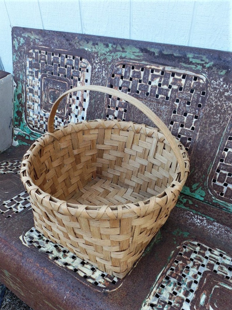 Antique Large Farmhouse Basket Split Oak Splint Gathering Basket French ...