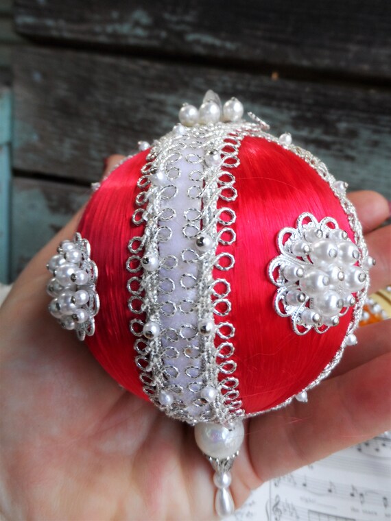 Vintage Beaded and Sequined Christmas Ornaments, Victorian