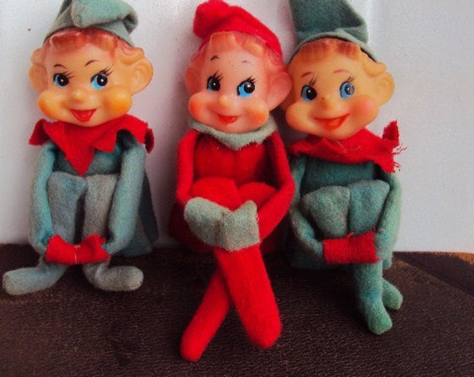 Vintage 40s Christmas Elves Elf Shelf Sitter Soooo Cute Etsy