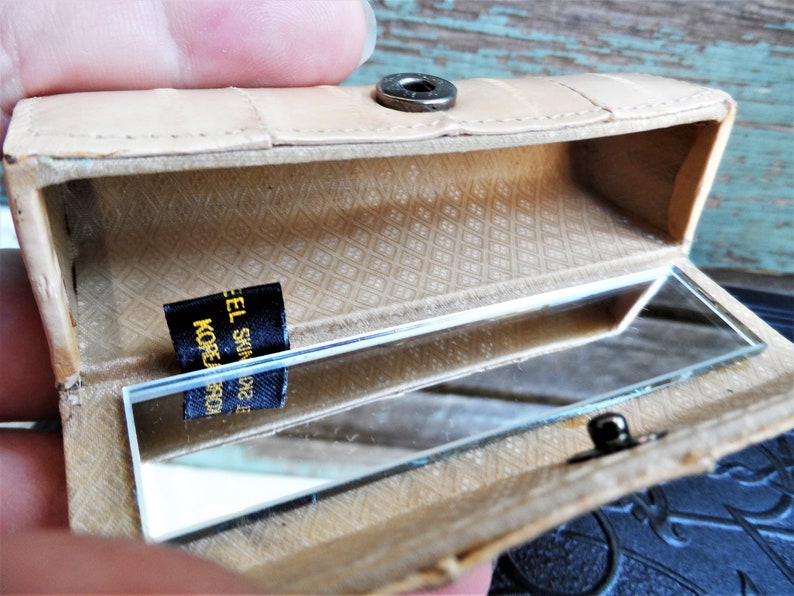 Vintage EEL Skin Eelskin Lipstick Case With Mirror Camel Tan Etsy