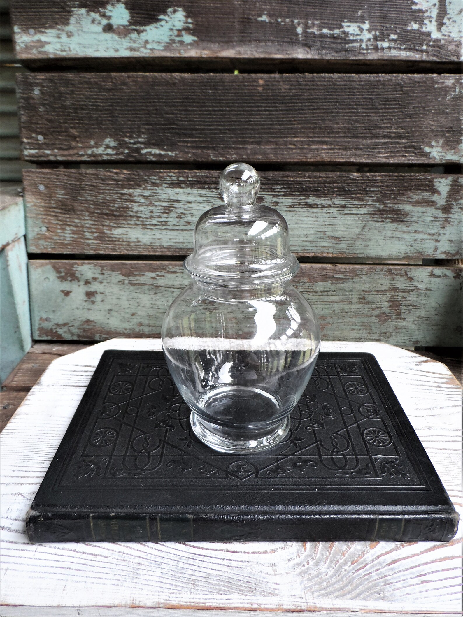 Vintage Glass Jar Ginger Jar Clear Glass Apothecary Canister Etsy