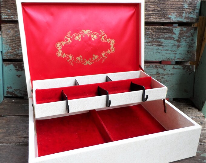 Vintage French Provincial Jewelry Box Leather Display Ornate Etsy