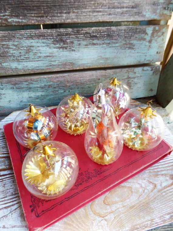 Vintage Resl Lenz Glass Christmas Ornament, Set of German Diorama