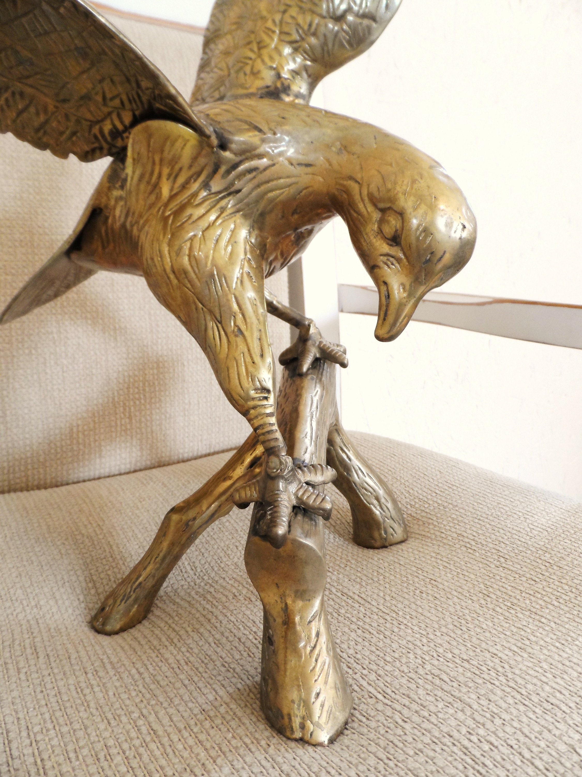 Vintage Large Brass Eagle Tree Branch Limb Statue Figure | Etsy