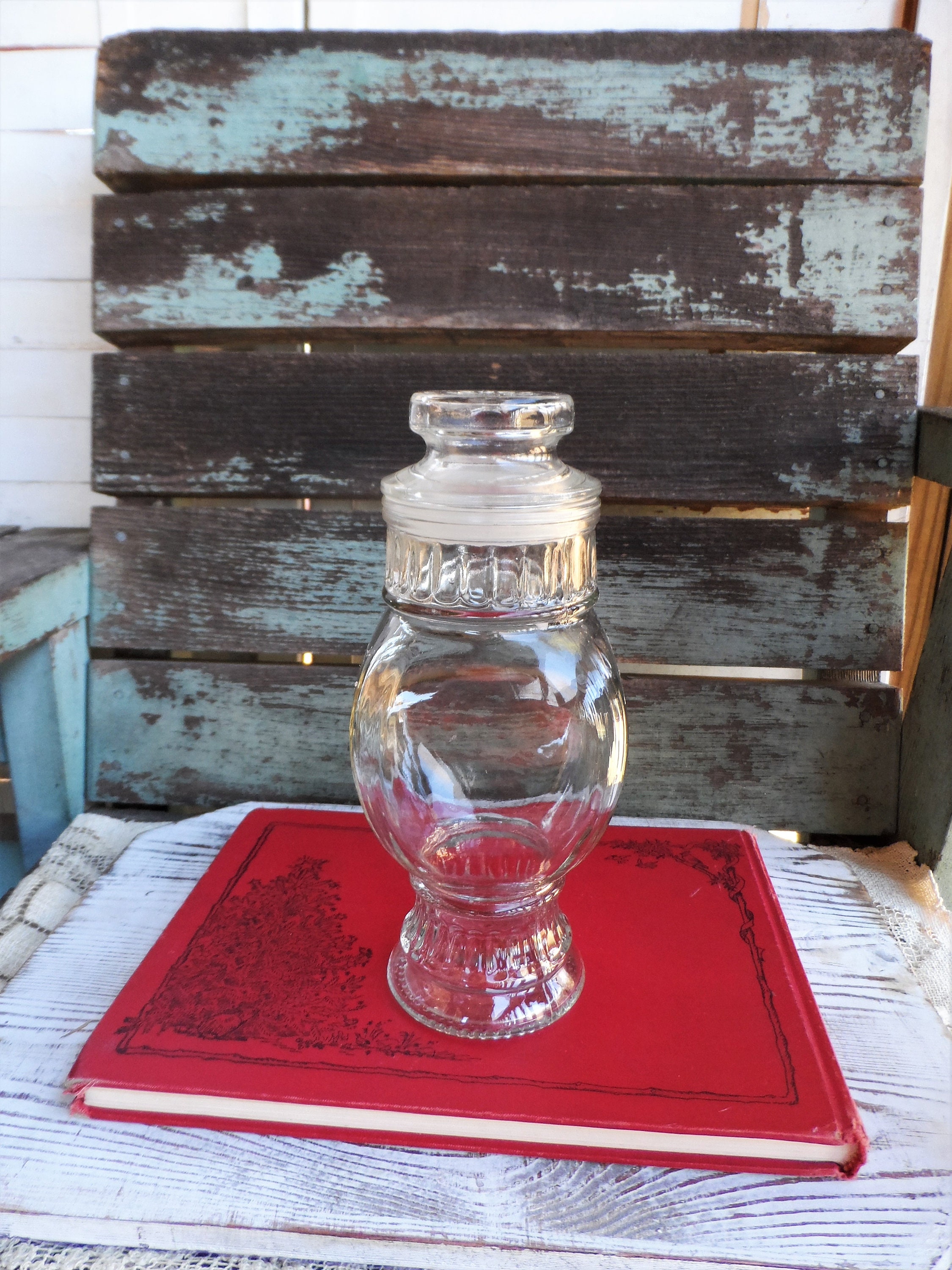 Old Clear Glass Bottles Pop Juice Water Vintage Glass Jars Apothecary Set  Small Antique Occult Decor _ SET of 2 