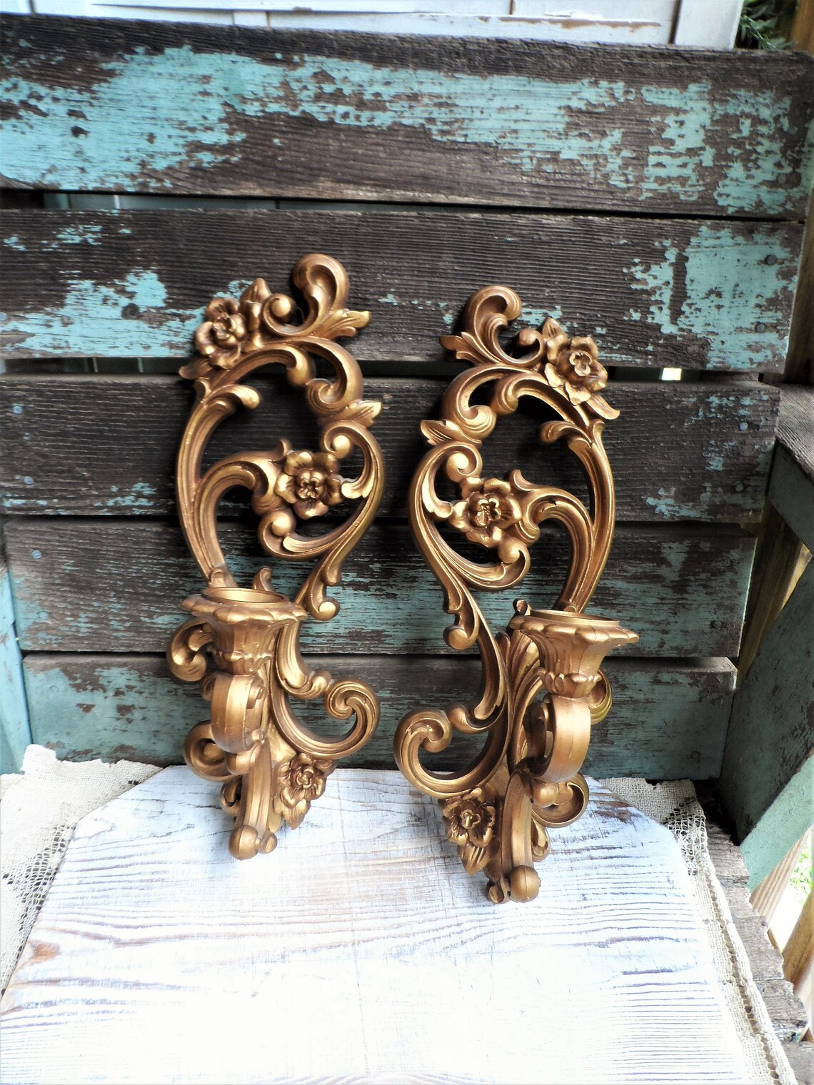 Vintage Candle holders Candelabra Wall Sconce Set Etsy