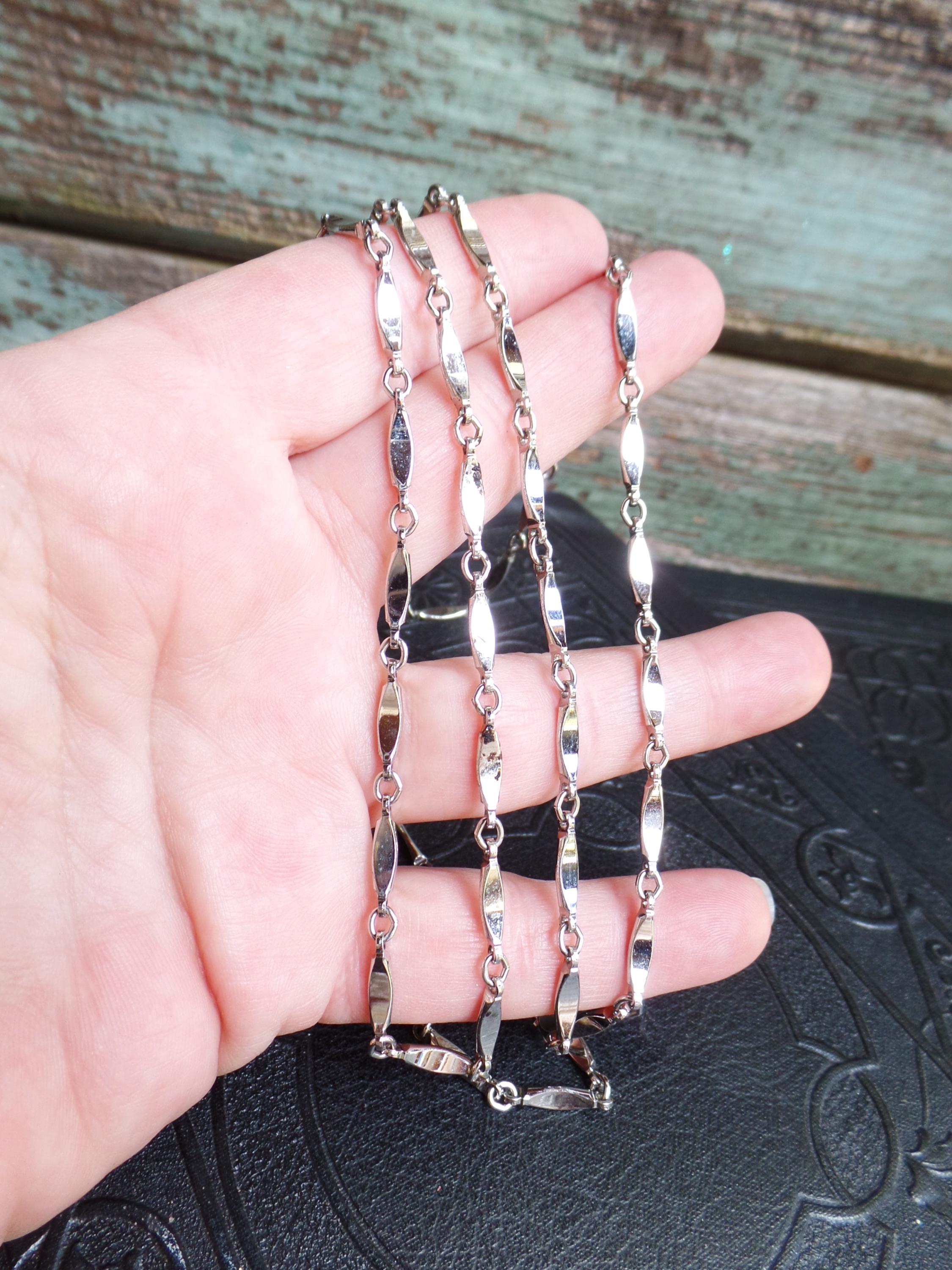 H&J Jewelry Stainless Steel 8mm Interlock Bone Link Chain Necklace Bracelet Set Silver Men's