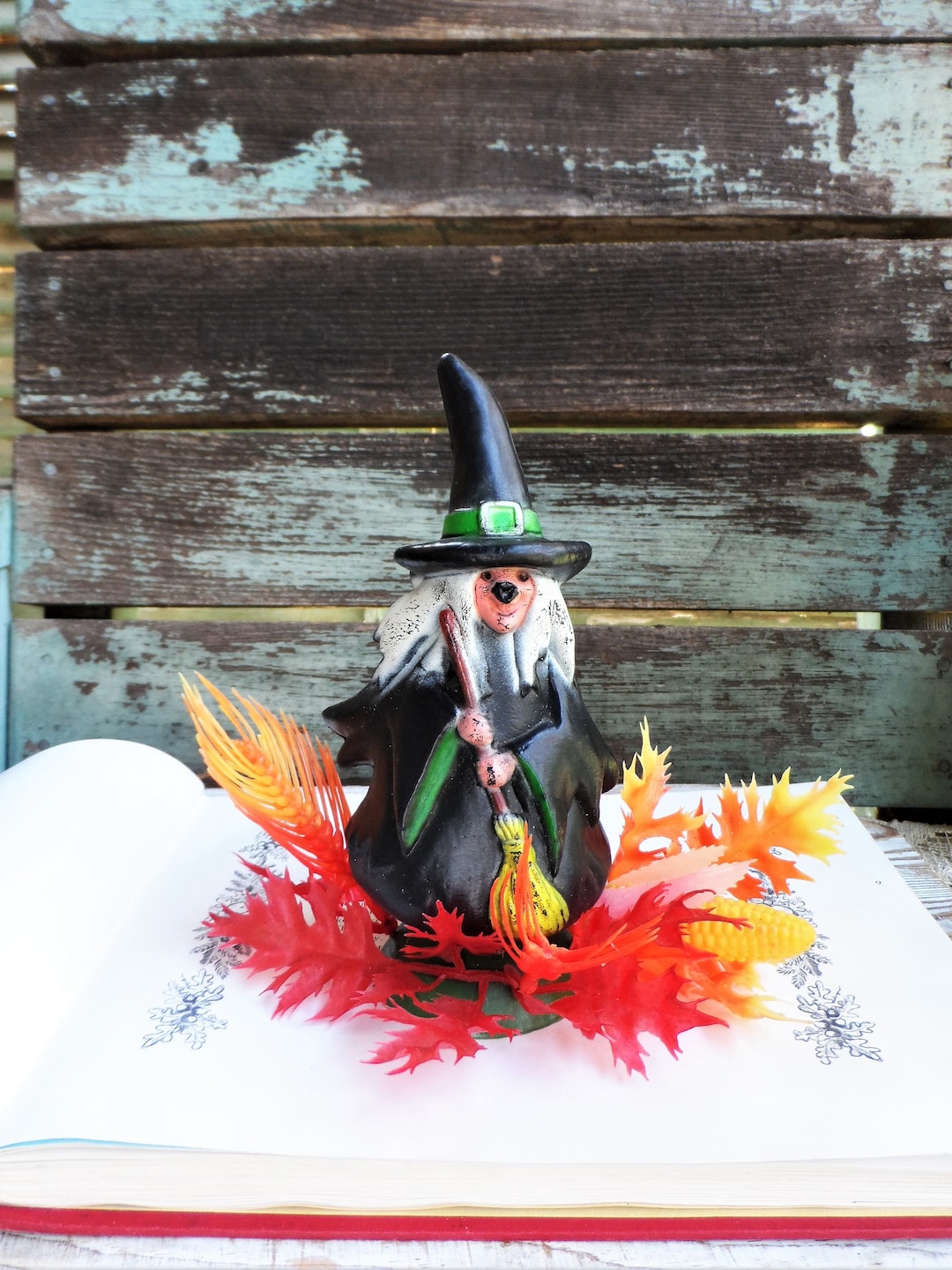 Vintage Witch Halloween Decoration Retro 60s 70s Leaves Indian Etsy Vintage Witch Halloween Decoration Retro 60s 70s Leaves Indian Etsy