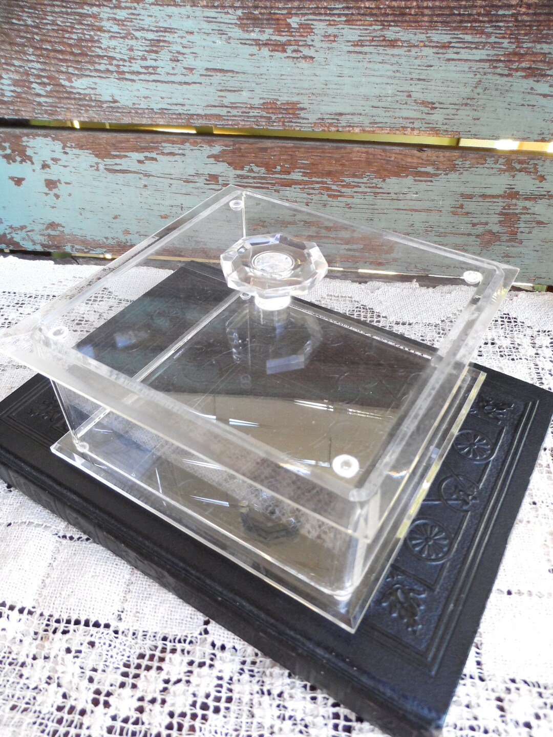 Vintage Lucite Jewelry Box Vanity Makeup Case Clear Lucite Etsy