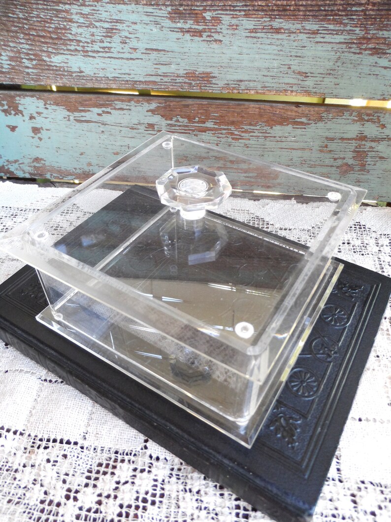 Vintage Lucite Jewelry Box Vanity Makeup Case Clear Lucite Etsy