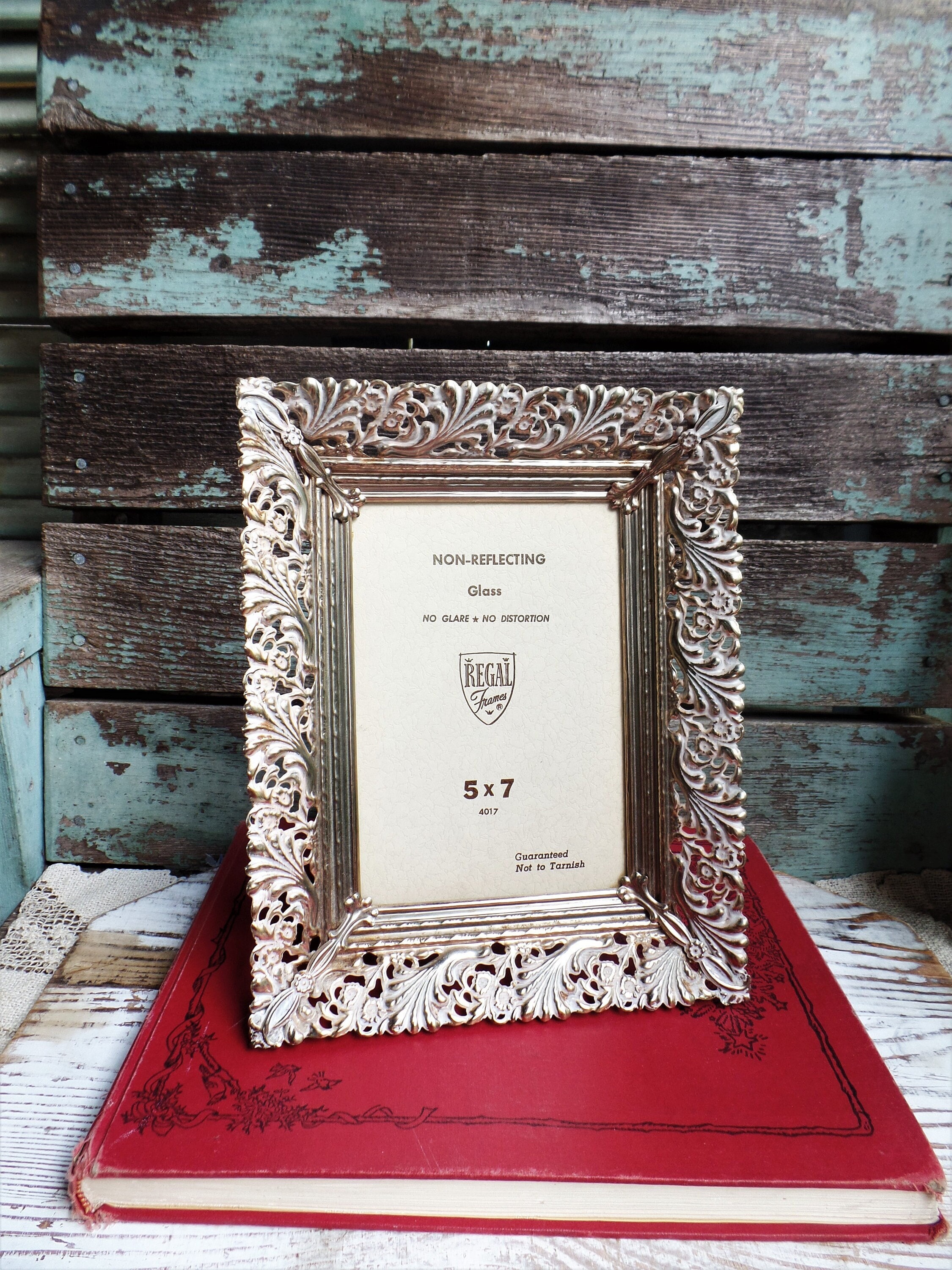 Vintage Mid Century Metal Picture Frame Filigree Ormolu Hollywood