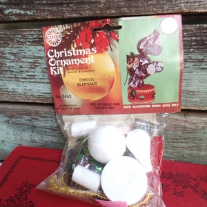 Vintage Christmas Ornament Kit Circus Elephant Walco Craft Beaded Sequined Beads Sequins Holiday Retro Supplies Decoration Trim for Tree