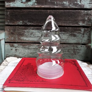 Vintage Christmas Tree Glass Jar Apothecary Jar Unique Candy Jar Decoration Terrarium Diorama Supplies Clear Glass 1970s 70s Decor Tealight