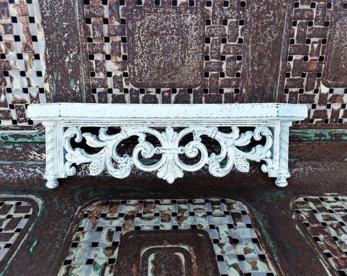 Vintage French Country Shelf Shabby Chic Bed Crown Wall Shelf Etsy