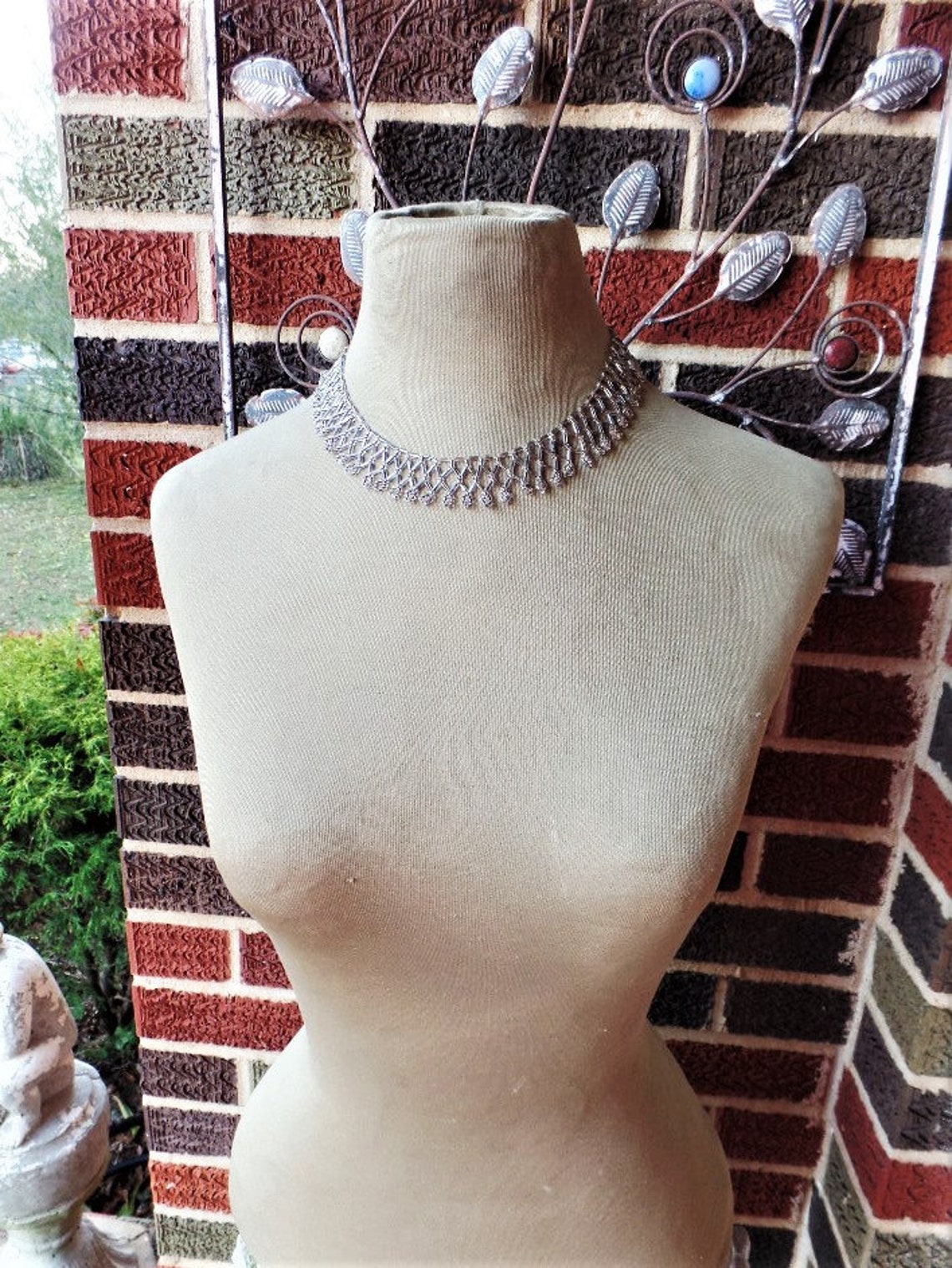 Antique Seed Bead Collar Necklace Silver Clear Glass Beads Etsy