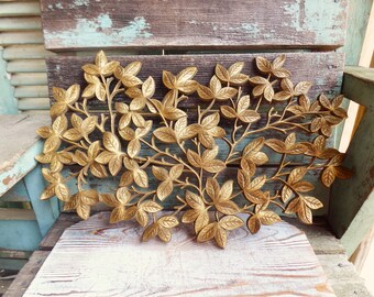 Vintage Modernist Leaf Wall Hanging Plaque Branch with Leaves 1960s Trieste Co Mod Modern Art Design Eames Era Wall Art 1969 Home Decor