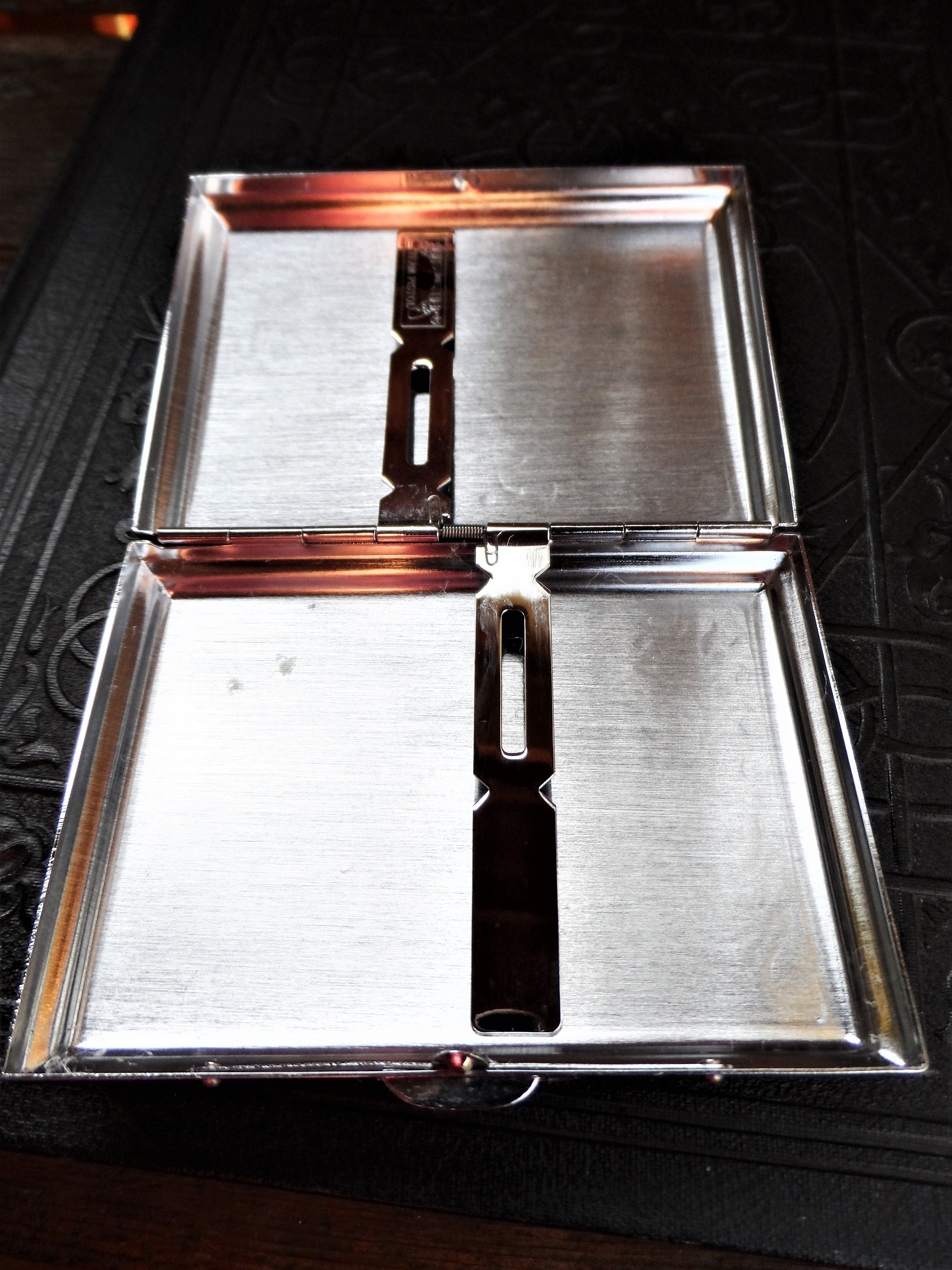 team pistol cigarette case Vintage Cigarette Case Team Pistol Gun Silver Ornate Design Mid Century  Design Madmen Era Kitsch Retro Tobacciana Cupronickle