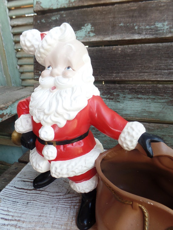 Vintage Ceramic Santa Claus, 1970s 70s Christmas Decoration, Old