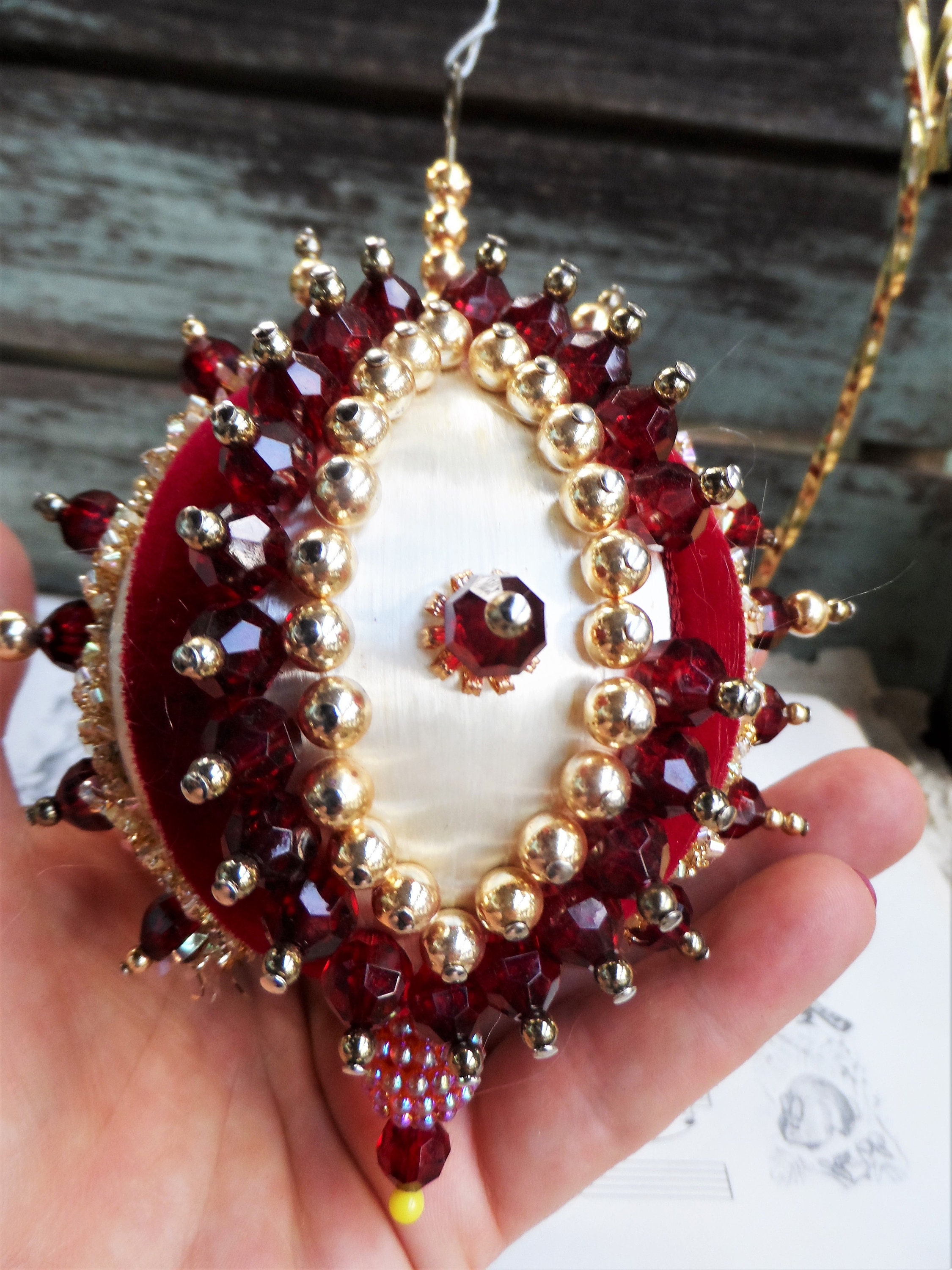 Vintage Beaded and Sequined Christmas Ornaments, Victorian