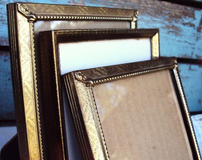 Vintage Metal Picture Frame Frames Set Ornate Mid Century Ormolu Ornate