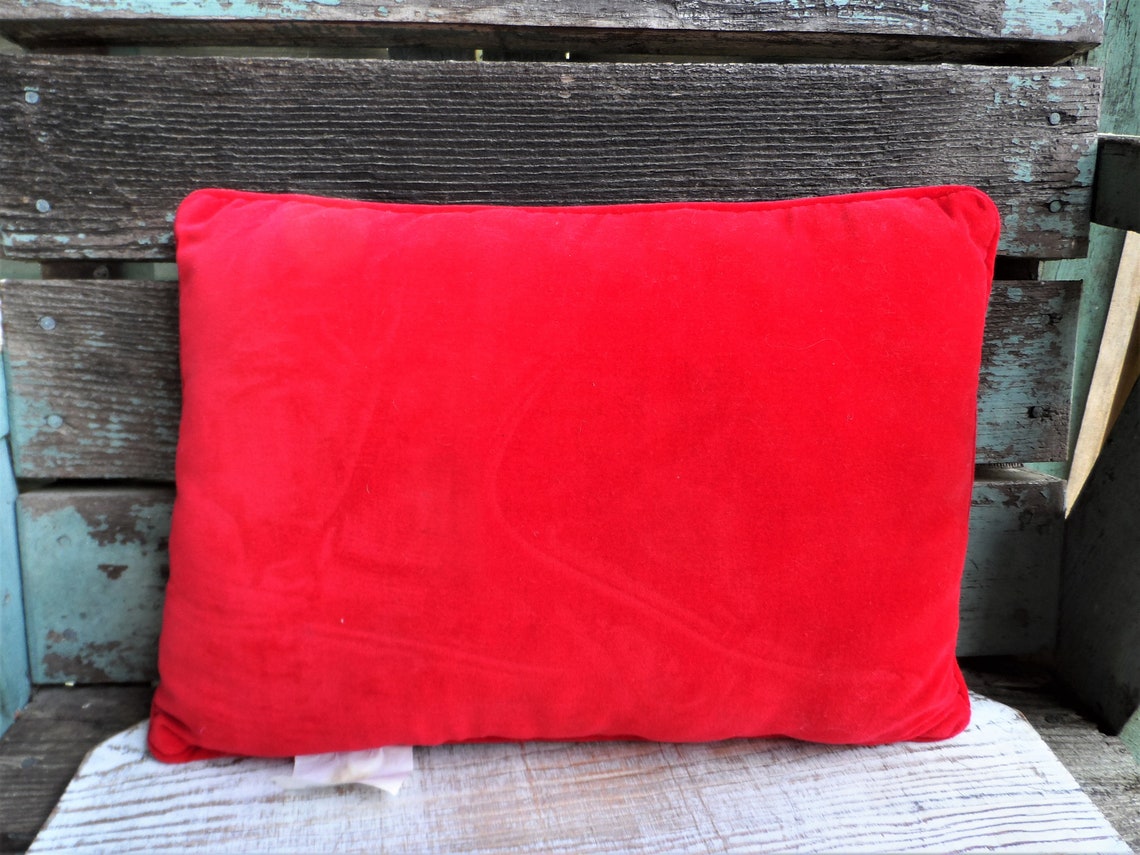 Vintage Christmas Needlepoint Pillow Joy Pears Fruit Pinecones Etsy