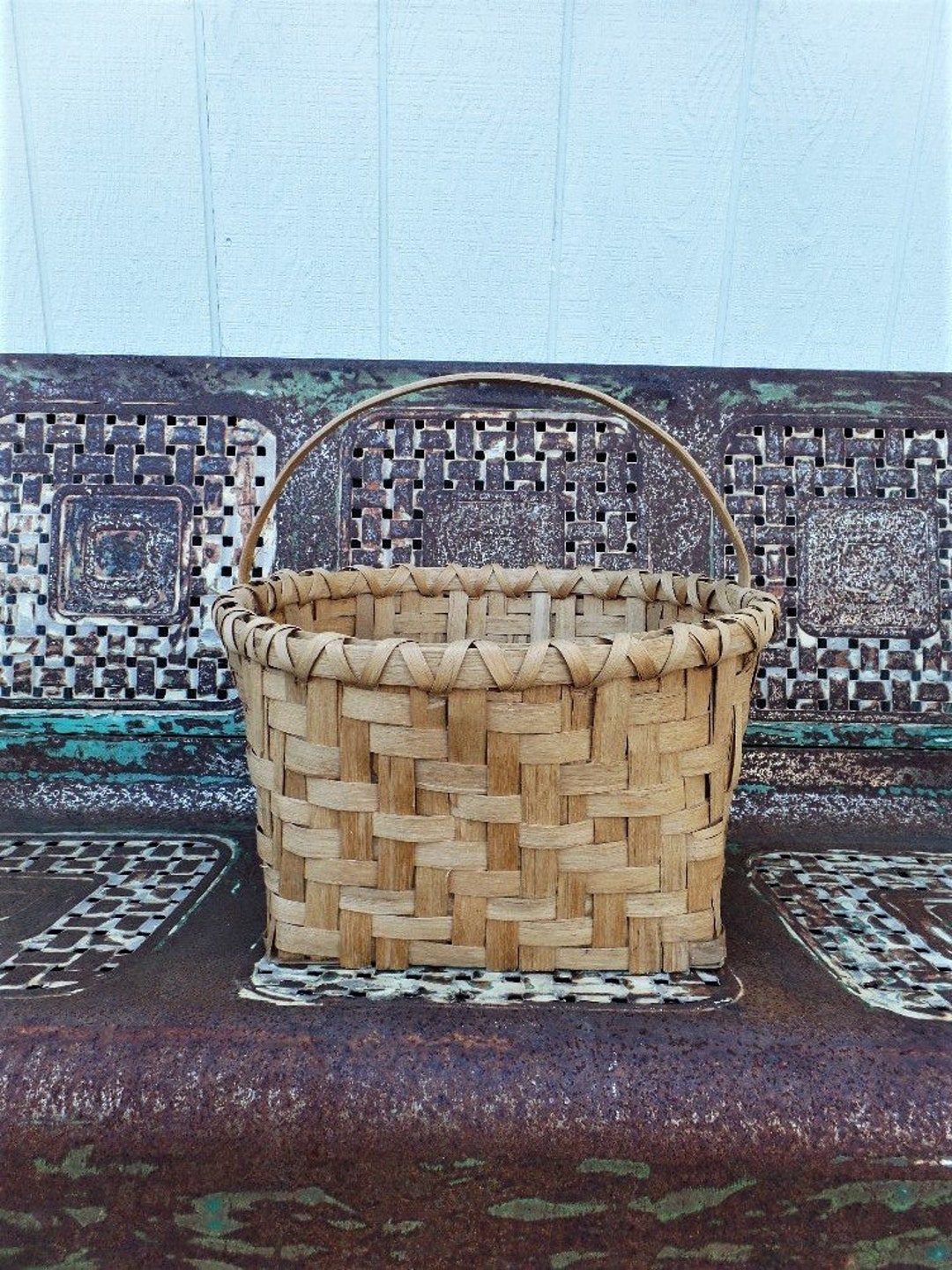 Antique Large Farmhouse Basket Split Oak Splint Gathering Basket French ...