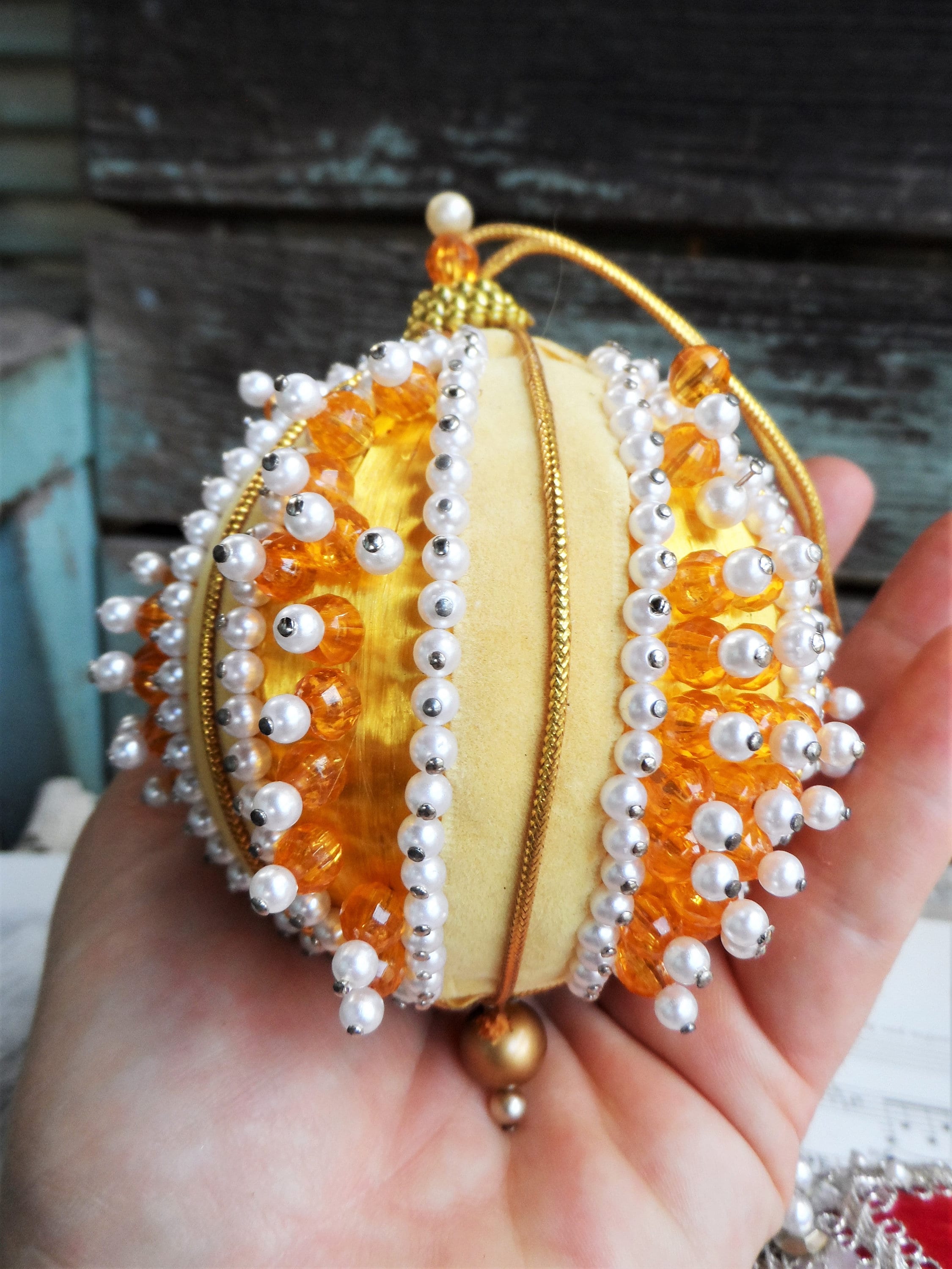 * antique beads ✳ アンティークビーズ ornament Vintage Beaded and Sequined Christmas Ornaments, Victorian