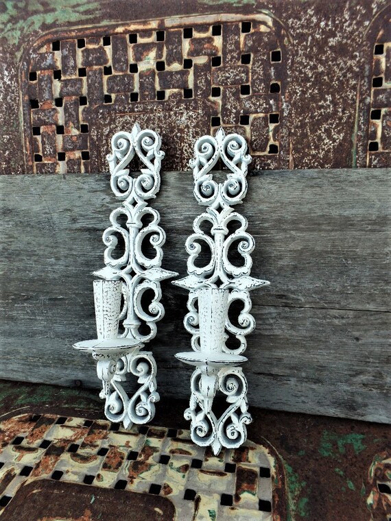 Vintage Shabby Chic Candle Holders Holder Candelabra Wall Etsy