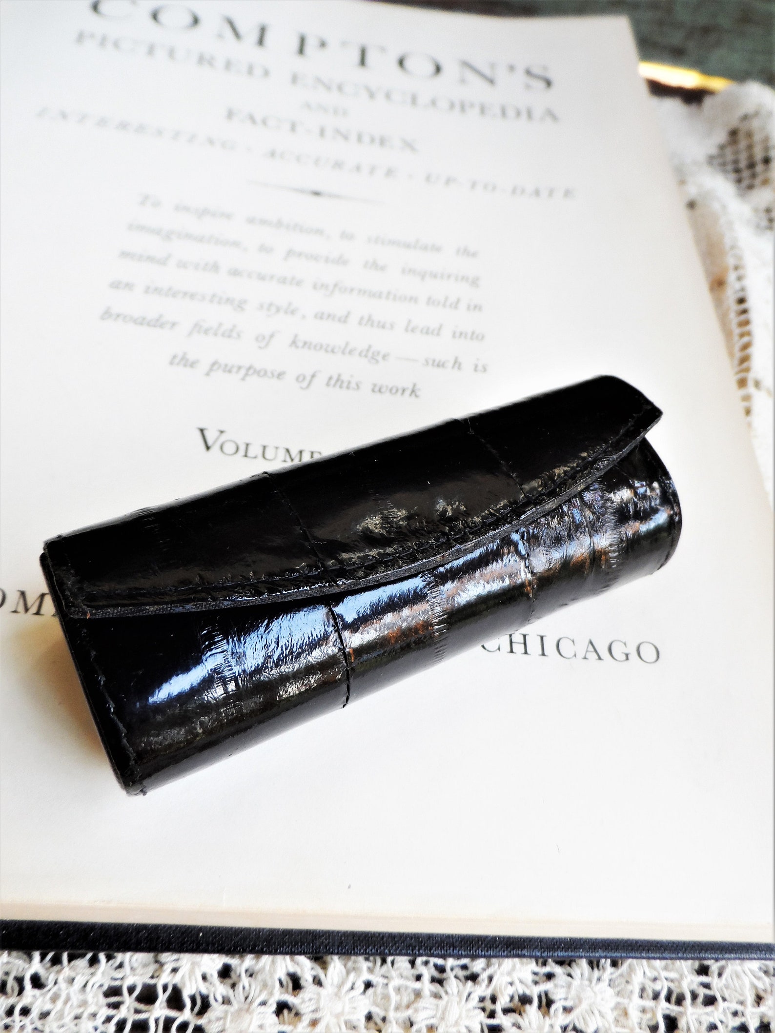 Vintage EEL Skin eelskin Lipstick Case with Mirror Black Etsy