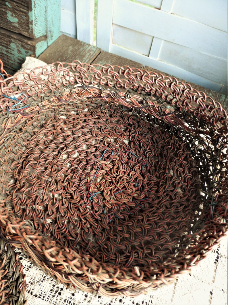 Vintage Wire Metal Basket Purse Handbag Sewing Basket Rosette Etsy