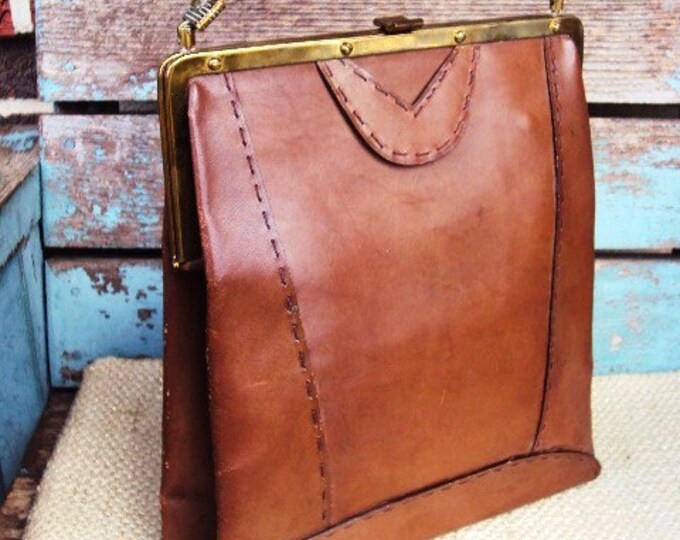 Vintage Italian Leather Handbag Purse Mid Century Made in Etsy