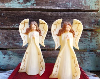 Vintage Blow Mold Angel Blow Mold, Angel Candleholders, Set of Angels, Christmas Decoration, Retro Angel Candle Holders, Candlestick Holder